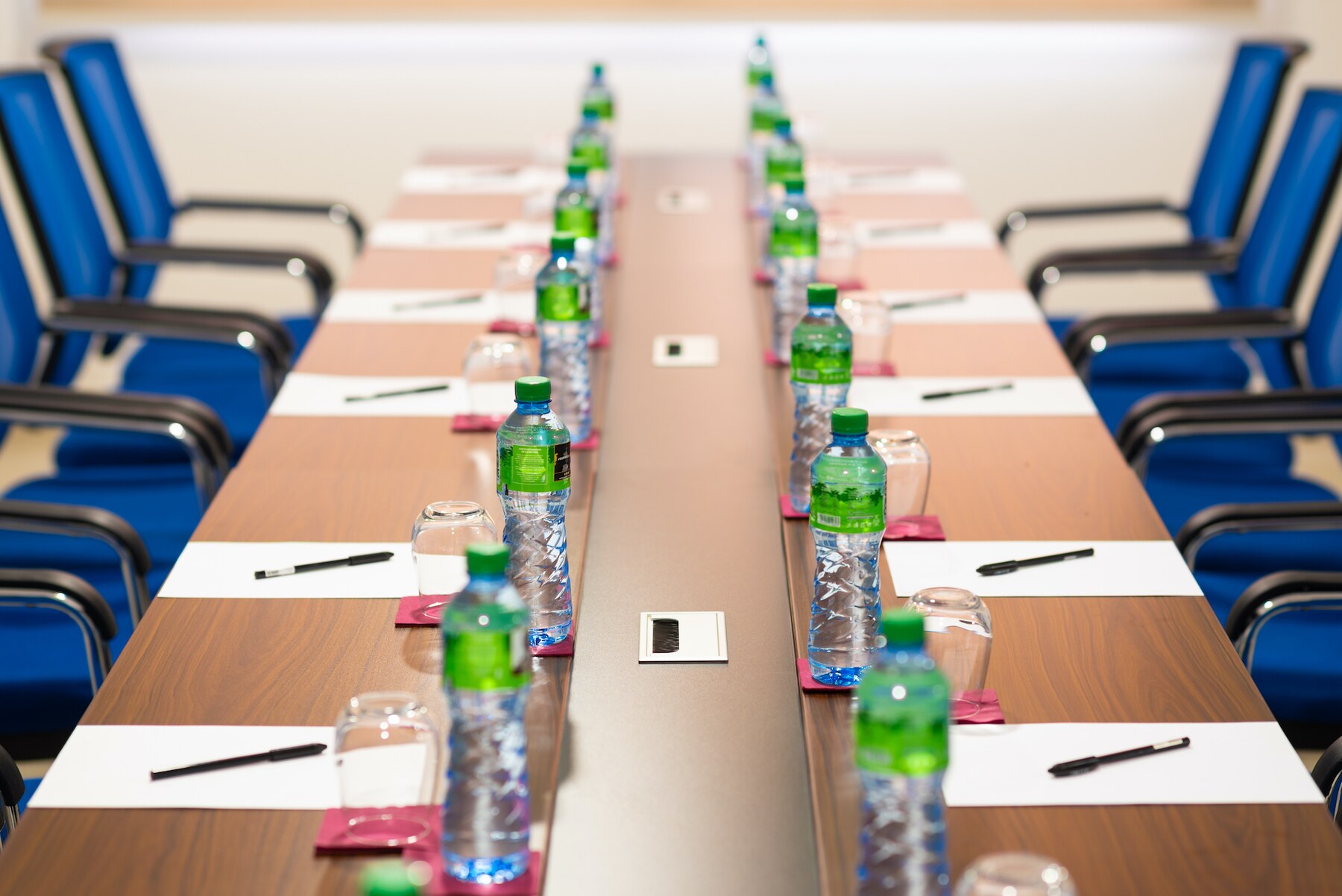 Meeting table prepared for a business event