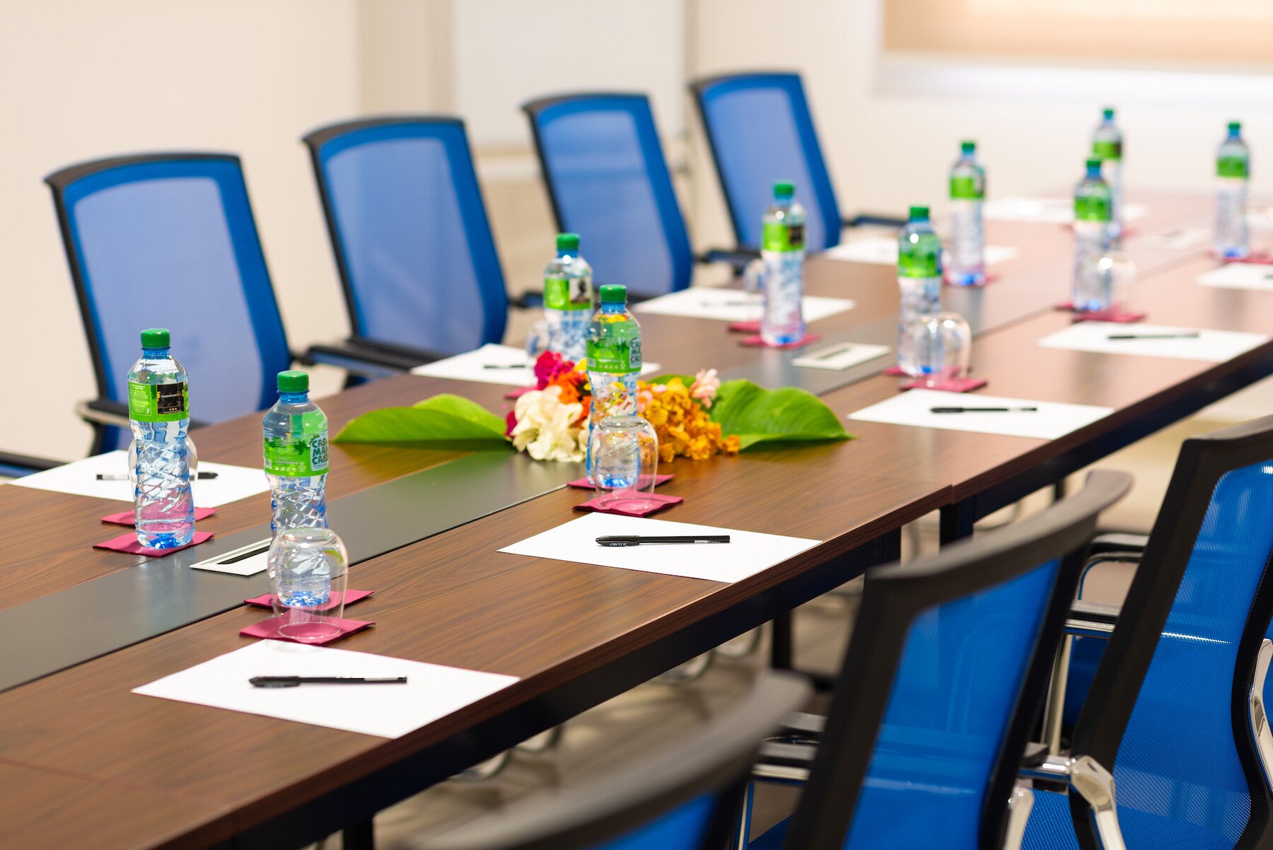 Detail of a table prepared for a meeting